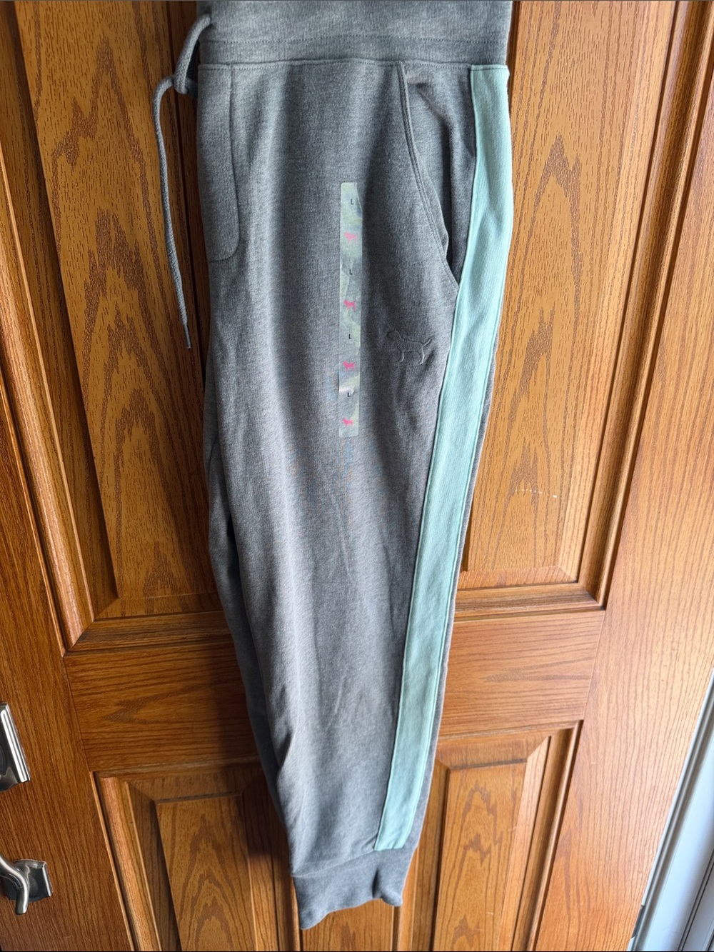 PINK Victoria's Secret Gray Joggers with Mint Side Stripe